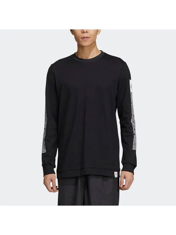 Футболка adidas x Takahashi Riko Crossover Ls Tee M Hiroko Geometry Printing Loose Sports Long — изображение 3 из 4, черный