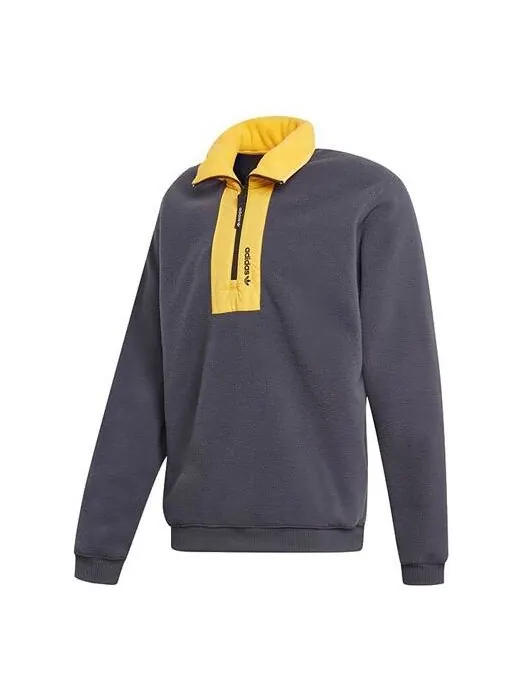 Толстовка originals adv block fle colorblock half zipper casual sports gray Adidas — изображение 1 из 4, серый