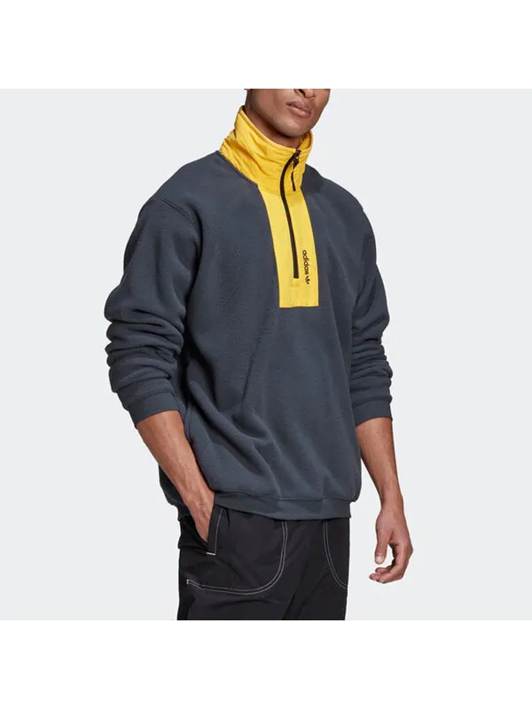 Толстовка originals adv block fle colorblock half zipper casual sports gray Adidas — изображение 3 из 4, серый