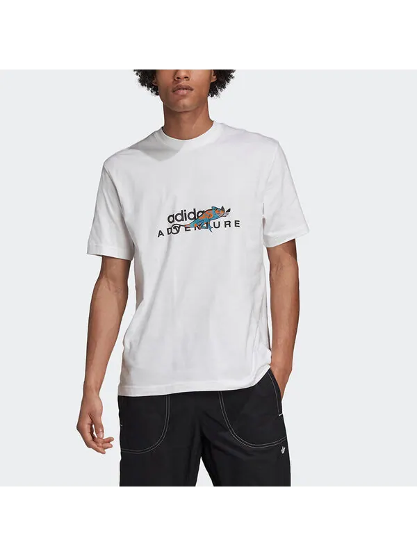 Футболка originals adv graphic tee alphabet printing sports short sleeve white Adidas — изображение 3 из 4, белый