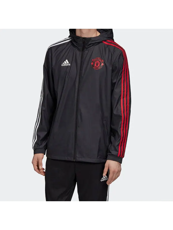 Куртка adidas Manchester United Soccer/Football Sports Jacket Black — изображение 3 из 4, черный