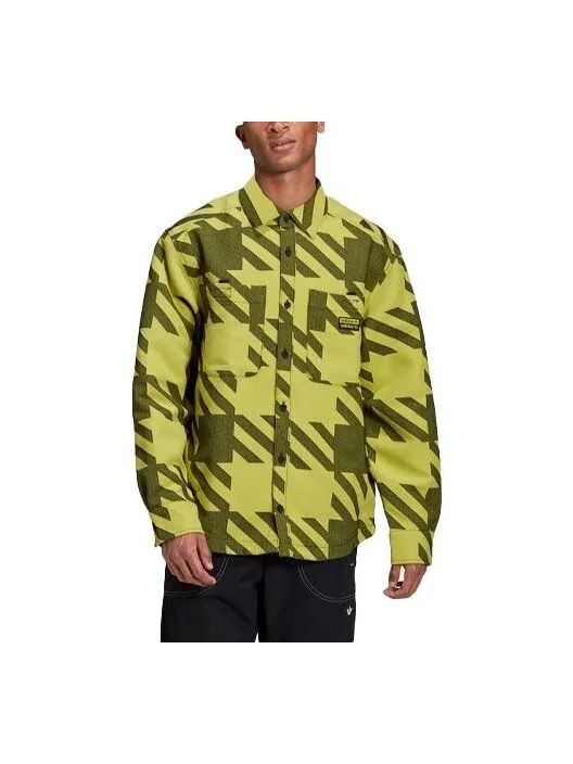 Рубашка originals fashion shirt contrasting colors collar sports long sleeves green Adidas — изображение 1 из 4, зеленый