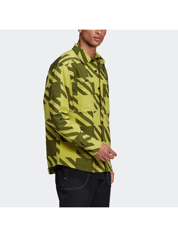 Рубашка originals fashion shirt contrasting colors collar sports long sleeves green Adidas — изображение 4 из 4, зеленый