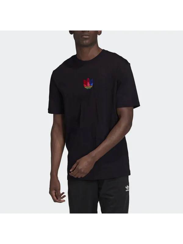 Футболка adidas originals 3d Trefoil Tee Casual Logo Round Neck Short Sleeve Black — изображение 3 из 4, черный