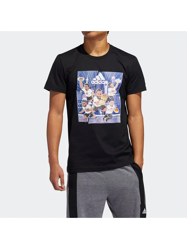 Футболка shanghai tee баскетбольные спортивные с коротким рукавом Adidas — изображение 3 из 4, черный