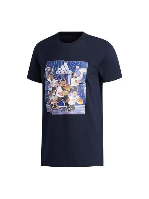 Футболка basketball cartoon printing short sleeve blue Adidas — изображение 1 из 3, синий