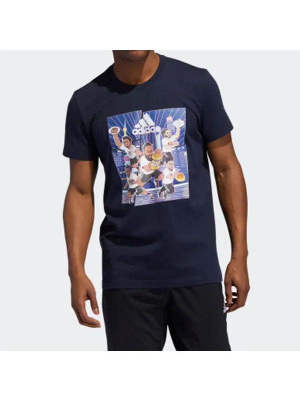 Футболка basketball cartoon printing short sleeve blue Adidas — изображение 2 из 3, синий