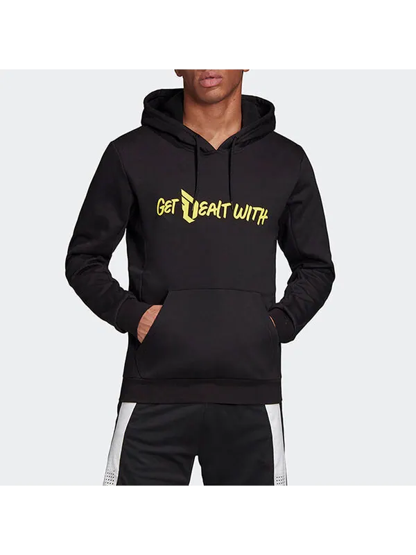 Толстовка adidas Alphabet Printing Basketball Sports Pullover Black — изображение 3 из 4, черный