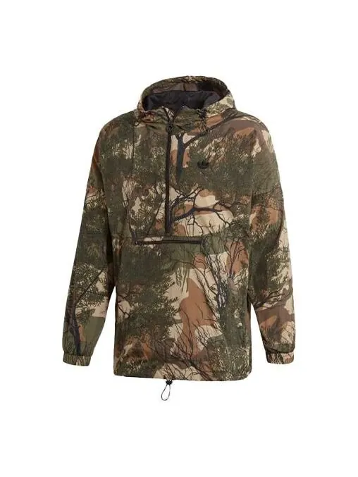 Куртка adidas originals Half Zipper Pullover Hooded Jacket Camouflage — изображение 1 из 4, камуфляж