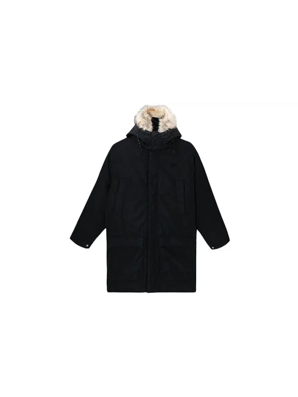 Пуховик adidas originals Down Fur Parka Casual Sports Stay Warm hooded down Jacket Black — изображение 2 из 4, черный