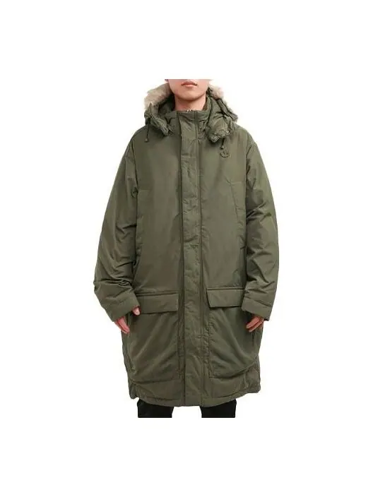 Пуховик adidas originals Down Fur Parka Casual Sports Stay Warm hooded down Jacket Green — изображение 1 из 4, зеленый