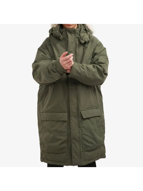 Пуховик adidas originals Down Fur Parka Casual Sports Stay Warm hooded down Jacket Green — изображение 3 из 4, зеленый