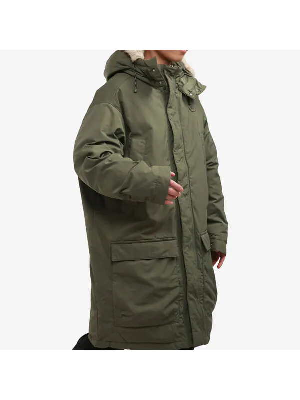 Пуховик adidas originals Down Fur Parka Casual Sports Stay Warm hooded down Jacket Green — изображение 4 из 4, зеленый