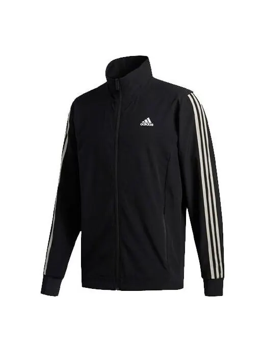 Куртка adidas Cool Touch Jkt Training Sports Stripe Stand Collar Logo Jacket Black — изображение 1 из 4, черный