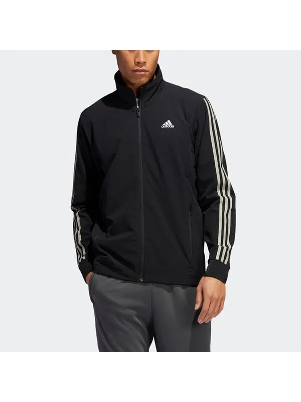 Куртка adidas Cool Touch Jkt Training Sports Stripe Stand Collar Logo Jacket Black — изображение 3 из 4, черный