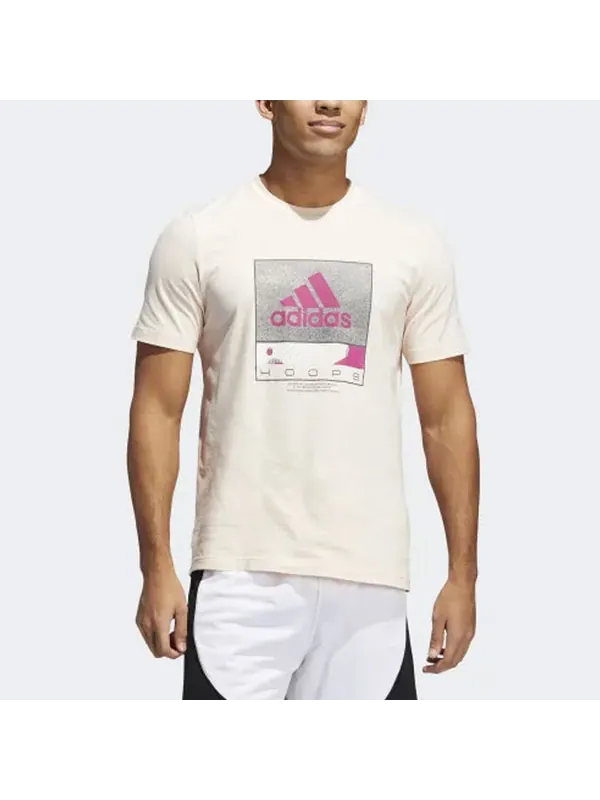 Футболка athleisure casual sports printing round neck short sleeve pink Adidas — изображение 3 из 4, розовый
