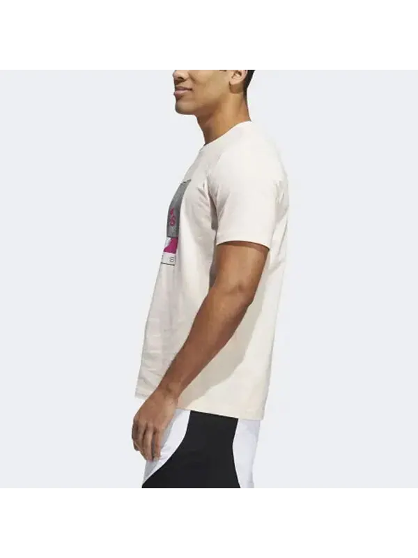 Футболка athleisure casual sports printing round neck short sleeve pink Adidas — изображение 4 из 4, розовый