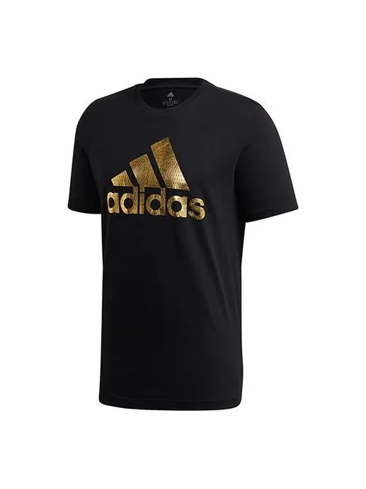 Футболка universal foil letter short-sleeve tee men black Adidas — изображение 1 из 4, черный