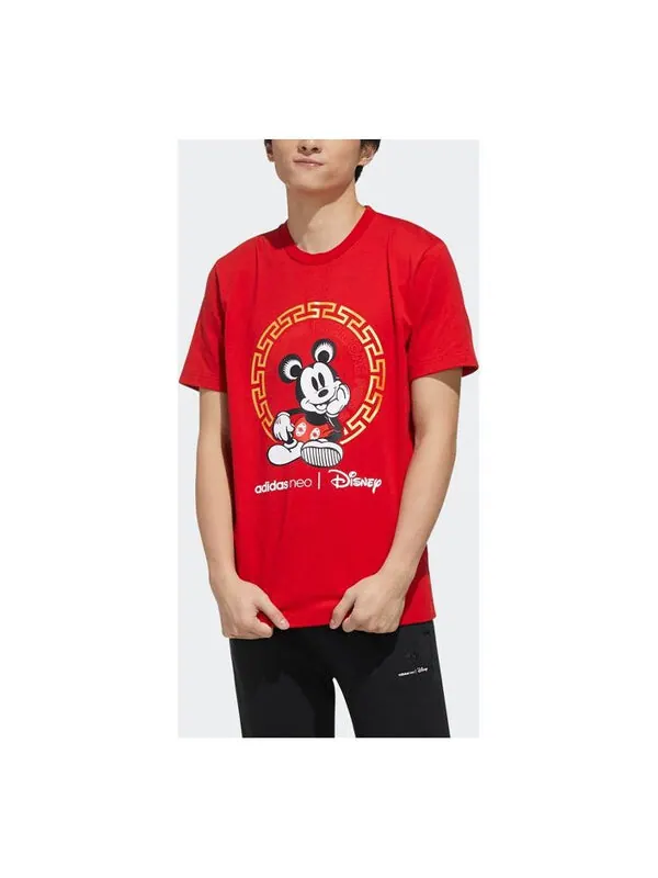 Футболка neo x disney crossover m dsny cny tee disney mickey mouse pattern sports short sleeve red Adidas, красный