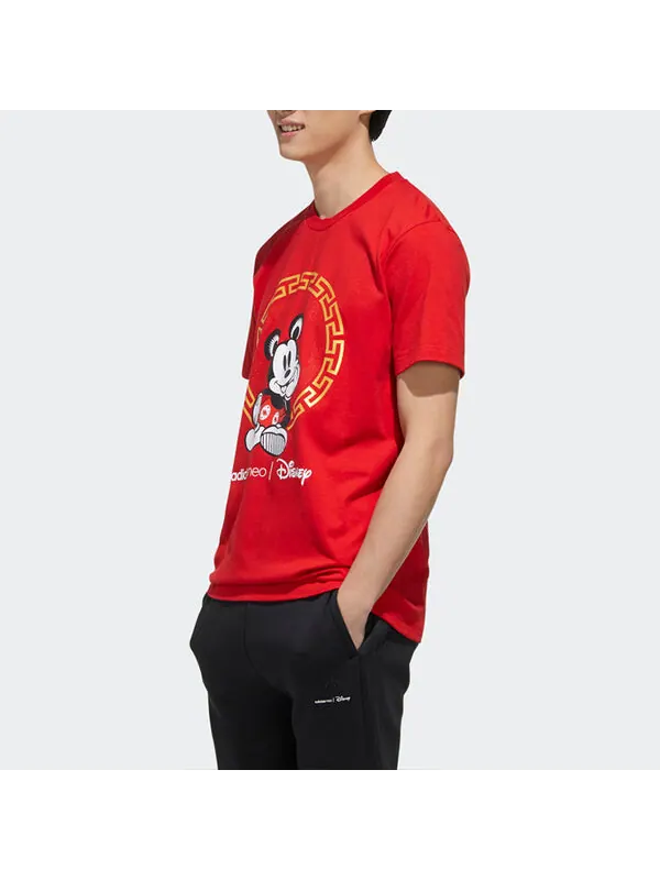 Футболка neo x disney crossover m dsny cny tee disney mickey mouse pattern sports short sleeve red Adidas, красный