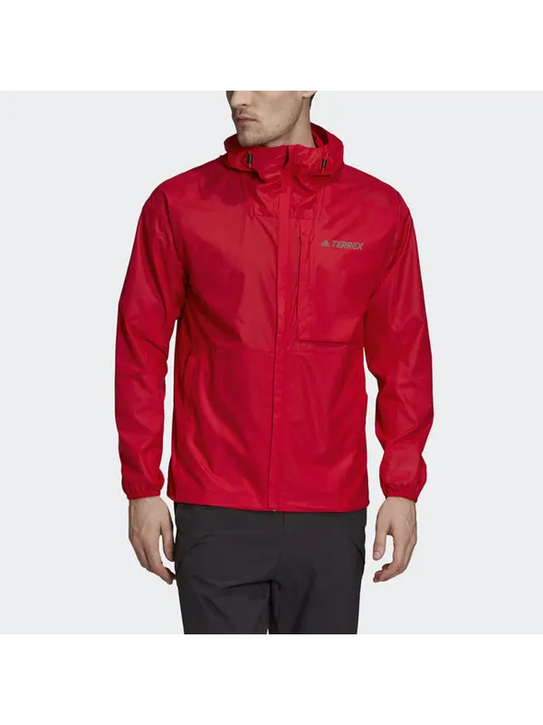 Куртка adidas Casual Sports hooded Long Sleeves Jacket Red — изображение 3 из 4, светлый красный