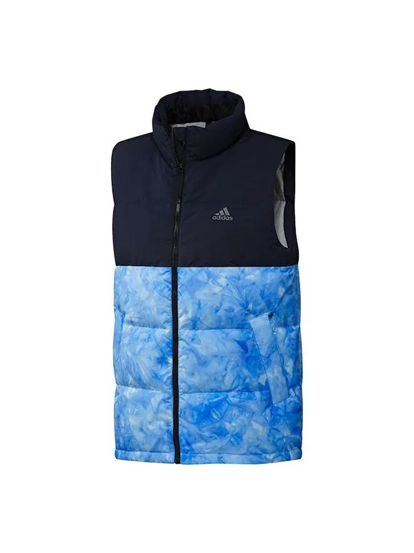 Пуховик adidas Stand Collar Leisure Sports Windproof Warm Down Vest Men Hide Blue — изображение 1 из 4, синий