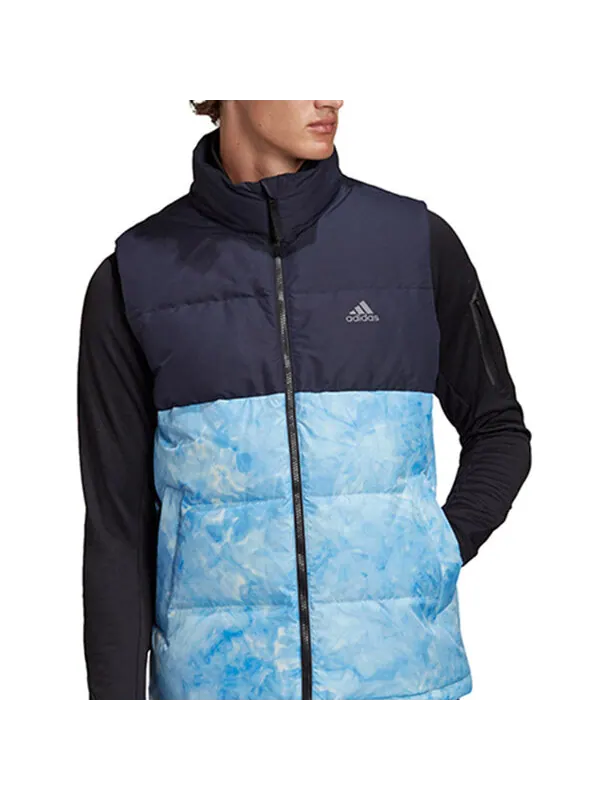 Пуховик adidas Stand Collar Leisure Sports Windproof Warm Down Vest Men Hide Blue — изображение 3 из 4, синий