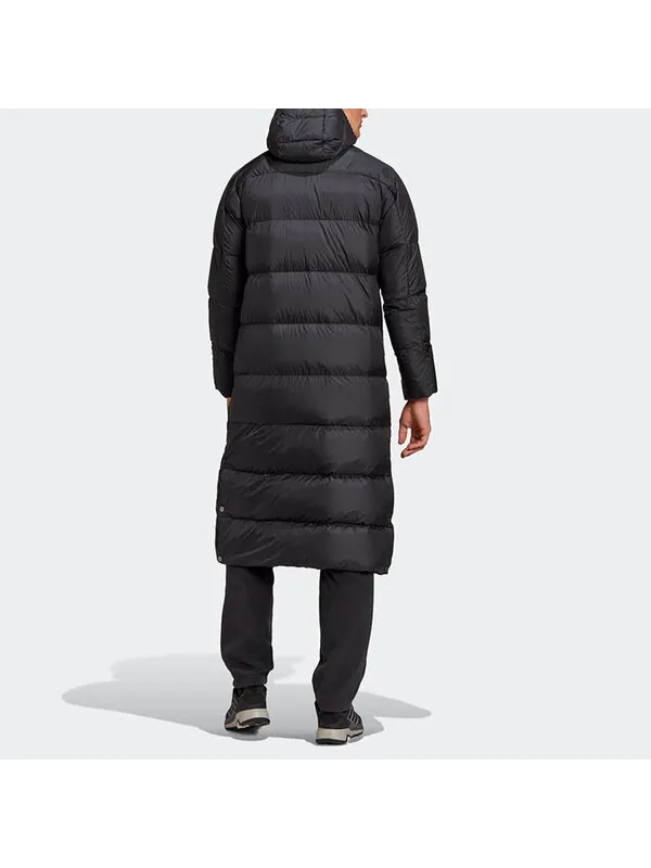 Пуховик adidas Windproof Stay Warm hooded mid-length Down Jacket Black — изображение 4 из 4, черный
