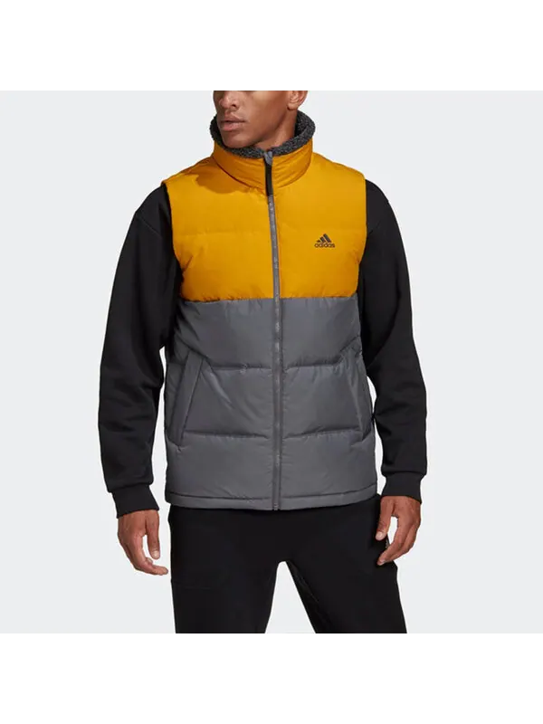 Пуховик adidas Down Vest Outdoor protection against cold Stay Warm Stand Collar Sports Yellow Black — изображение 3 из 4