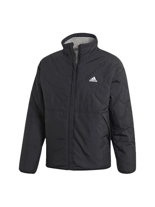 Куртка reversible boa padded jacket 'black grey' Adidas — изображение 1 из 4, серый/черный