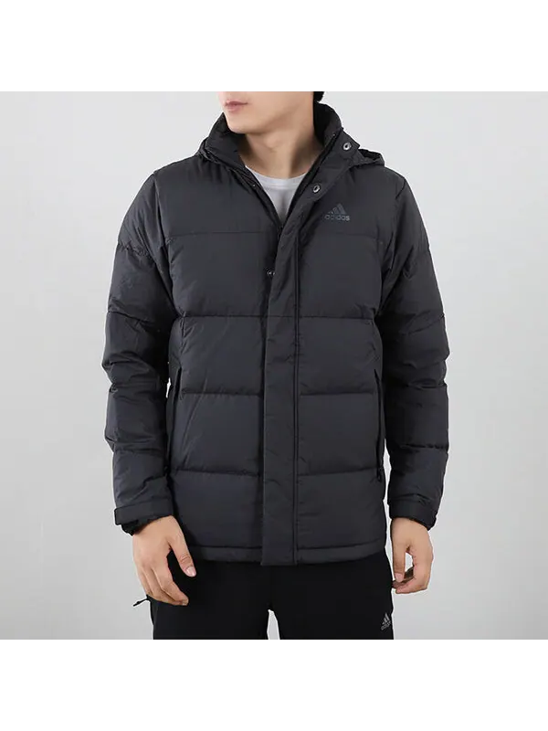 Пуховик adidas Logo Print Casual Warm Sport Down Jacket Male Black — изображение 3 из 4, черный