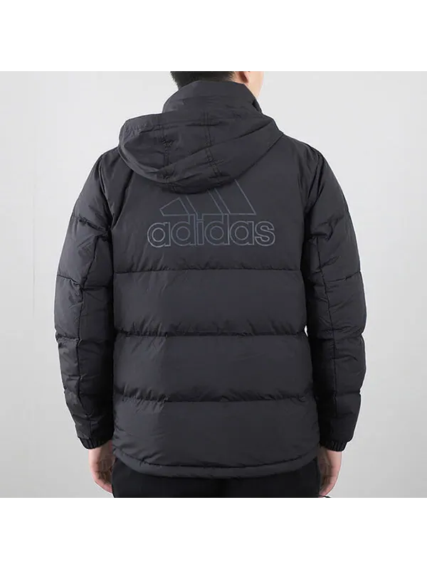 Пуховик adidas Logo Print Casual Warm Sport Down Jacket Male Black — изображение 4 из 4, черный