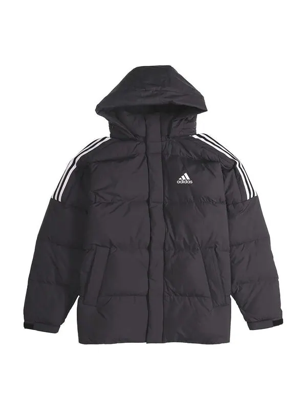 Пуховик adidas 3st Puff Down J Stay Warm Sports hooded down Jacket Black — изображение 1 из 4, черный