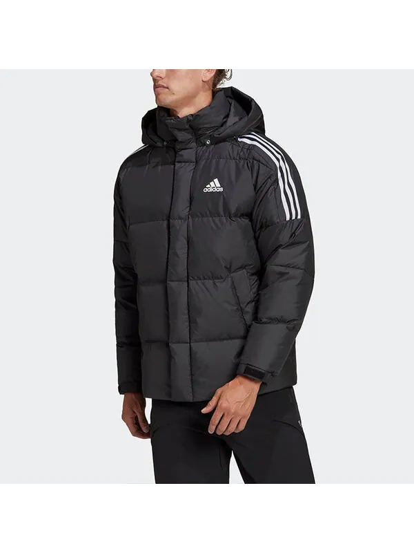 Пуховик adidas 3st Puff Down J Stay Warm Sports hooded down Jacket Black — изображение 3 из 4, черный