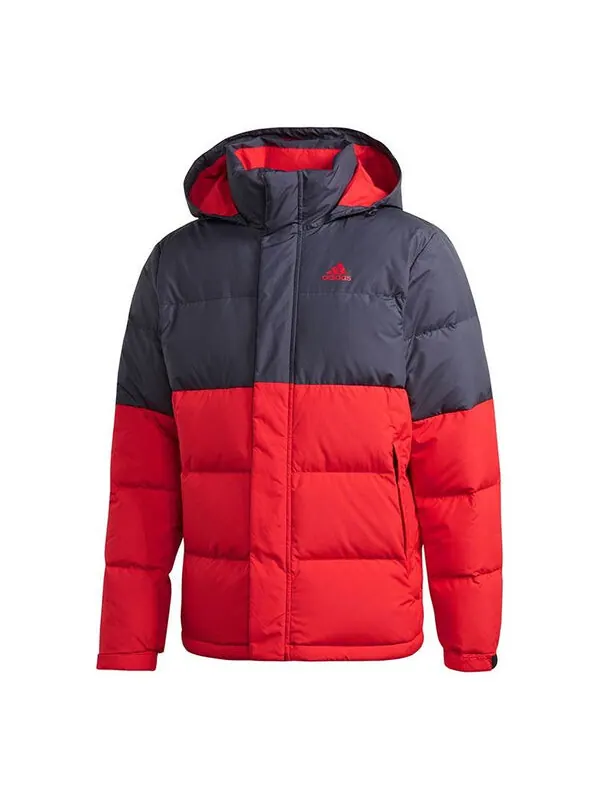 Пуховик Men's adidas C/ Outdoor Colorblock Sports hooded down Jacket Red — изображение 1 из 4, красный