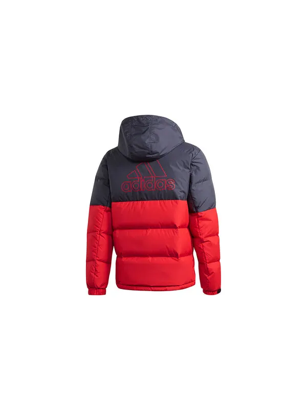 Пуховик Men's adidas C/ Outdoor Colorblock Sports hooded down Jacket Red — изображение 2 из 4, красный