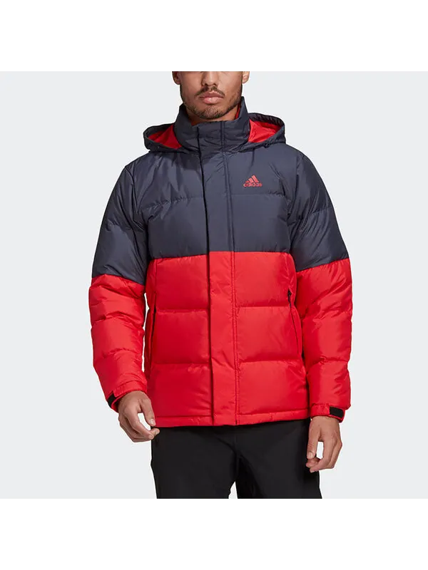 Пуховик Men's adidas C/ Outdoor Colorblock Sports hooded down Jacket Red — изображение 3 из 4, красный