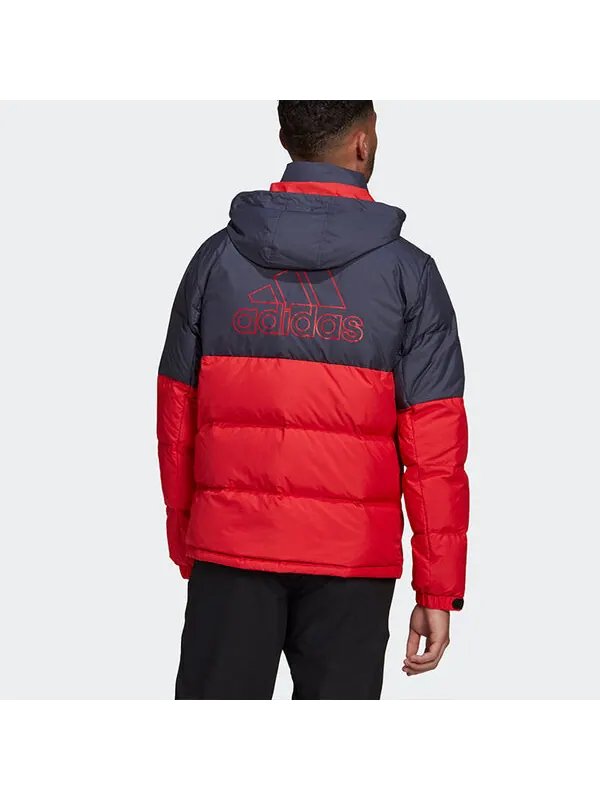 Пуховик Men's adidas C/ Outdoor Colorblock Sports hooded down Jacket Red — изображение 4 из 4, красный