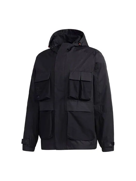 Куртка th wb jkt multiple pockets sports hooded windbreaker jacket black Adidas — изображение 1 из 4, черный