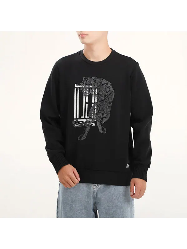Толстовка wuji graphic sweatshirt 'black white' Adidas — изображение 3 из 4, черный