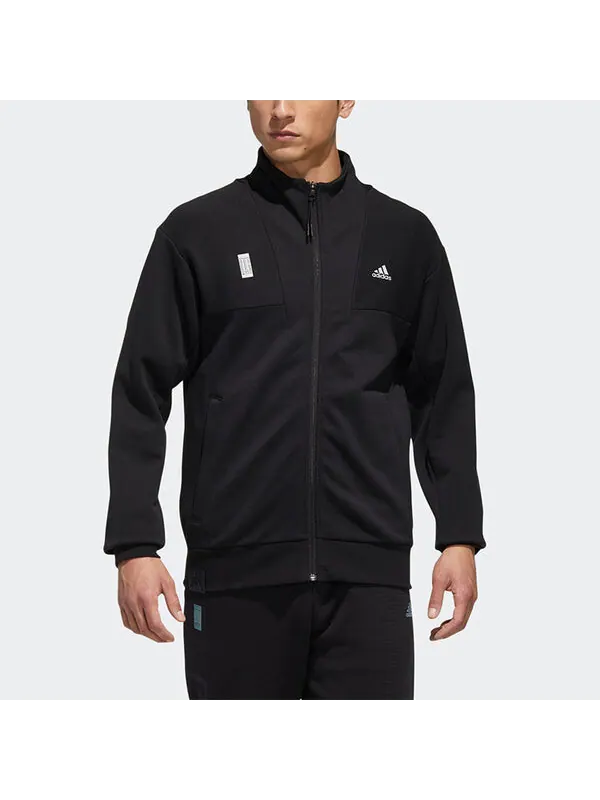 Куртка adidas WJ TT SWT Sports Stylish Stand Collar Logo Jacket Black — изображение 3 из 4, черный