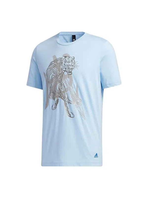 Футболка wj gfx tee series printing sports round neck short sleeve blue Adidas — изображение 1 из 4, синий