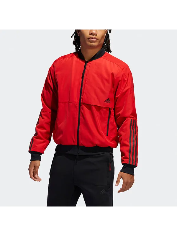 Куртка adidas Mic Jkt Bomb Series Pattern Jacket Red — изображение 3 из 4, красный