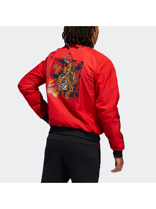 Куртка adidas Mic Jkt Bomb Series Pattern Jacket Red — изображение 4 из 4, красный