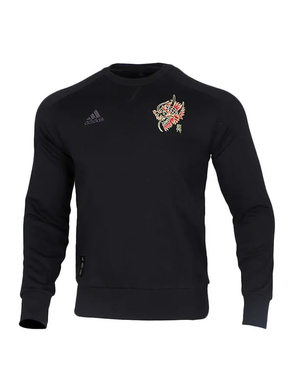 Толстовка с капюшоном manchester united soccer football sports round neck sweatover black Adidas — изображение 1 из 4, черный