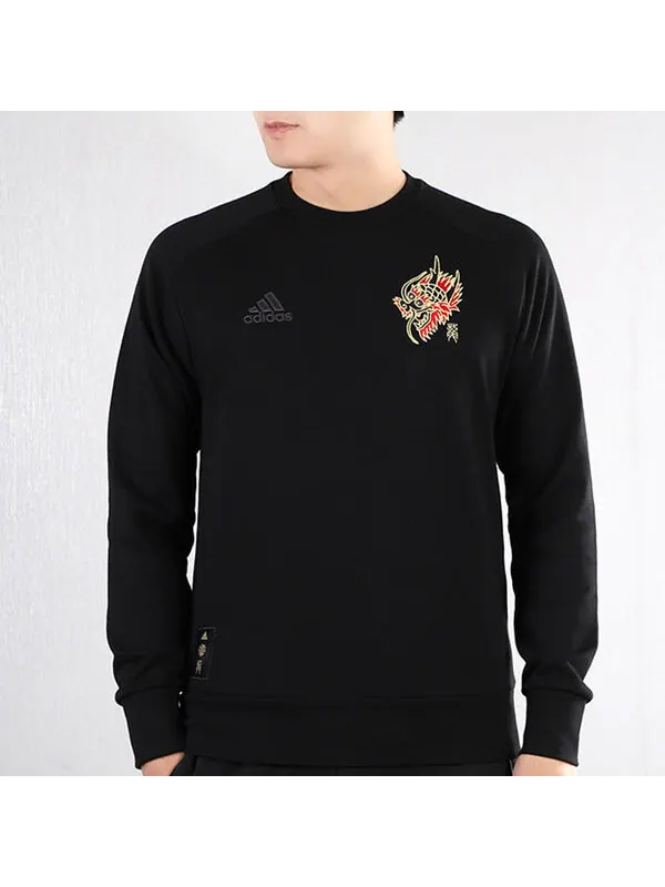 Толстовка с капюшоном manchester united soccer football sports round neck sweatover black Adidas — изображение 3 из 4, черный
