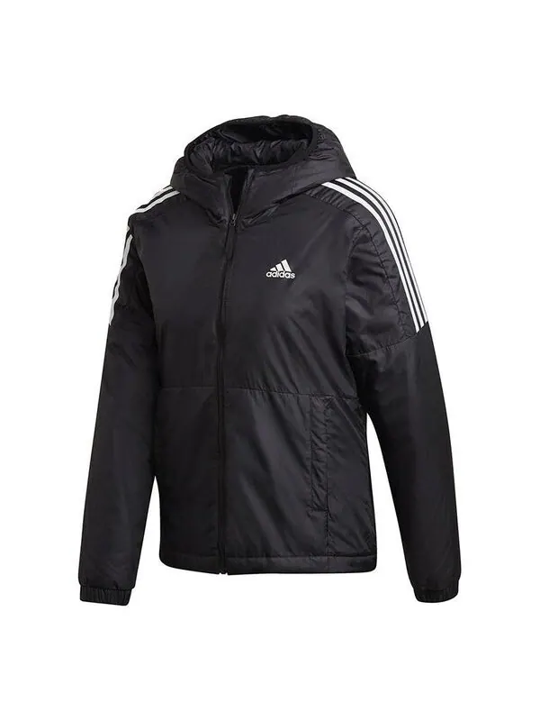 Куртка Essentials утепленная куртка с капюшоном азиатские размеры Adidas — изображение 1 из 3, черный/белый