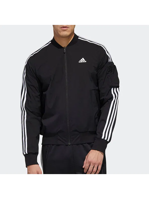 Куртка adidas Must Haves Jacket BOMB 3-Stripes - Black — изображение 3 из 4, черный