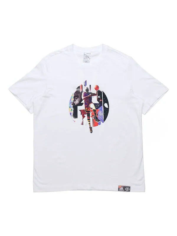 Футболка hdn abstract t basketball sports printing loose short sleeve white Adidas — изображение 1 из 4, белый
