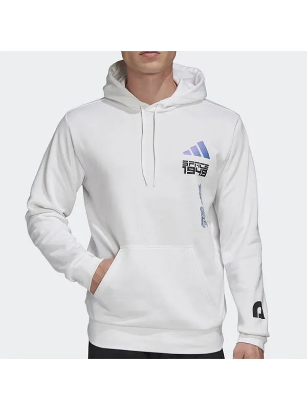 Толстовка men's casual sports white pullover Adidas — изображение 3 из 4, белый